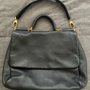 Dolce & Gabbana cervo leather large black satchel